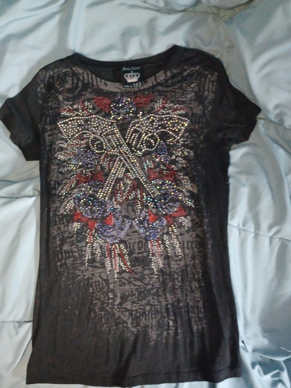 Y2k How Cute! Brand Rhinestone Shirt